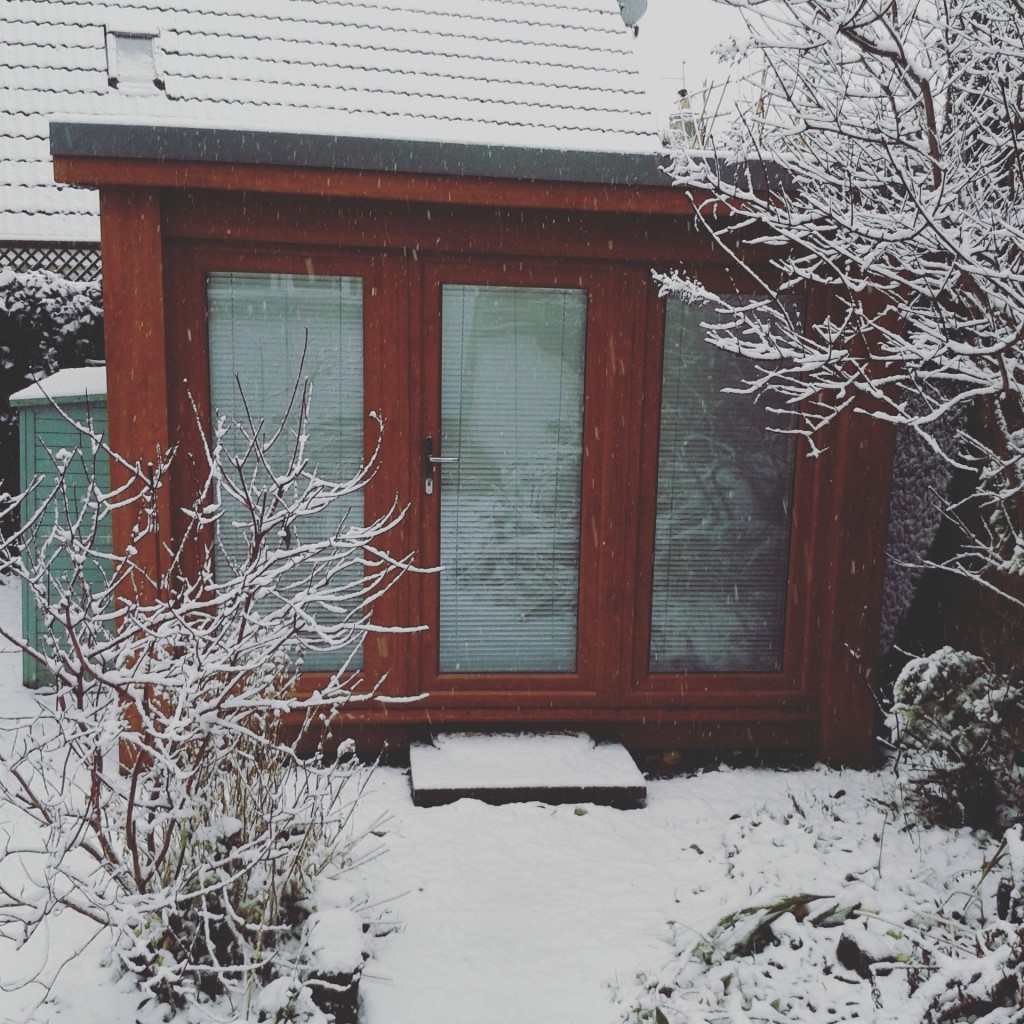 Snowy garden office